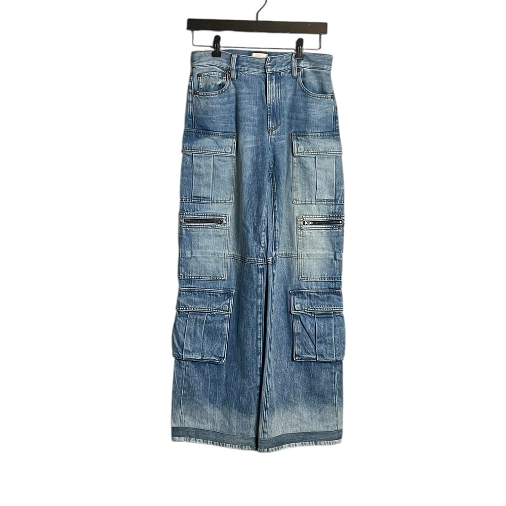 Alice + Olivia Cay Baggy Denim Cargo Pants in Brea Blue Size 25 - Picture 4 of 14